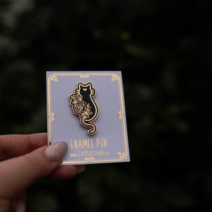 Enamel Pin magische Katze mit Halbmond Gold/Schwarz, hard enamel pin, magic 4,4cm x 2cm Bild 7