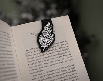 Magnetic bookmark, feather, foiled silver, motif, bookmark, magnetic, reading, book accessories