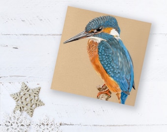 Kingfisher Greetings card , blank art card, notelet.