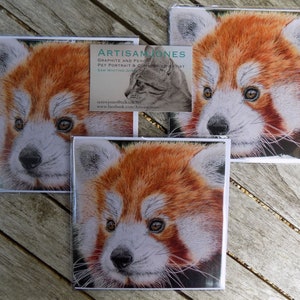 Carte de voeux/carte artistique/notelet vierges panda roux