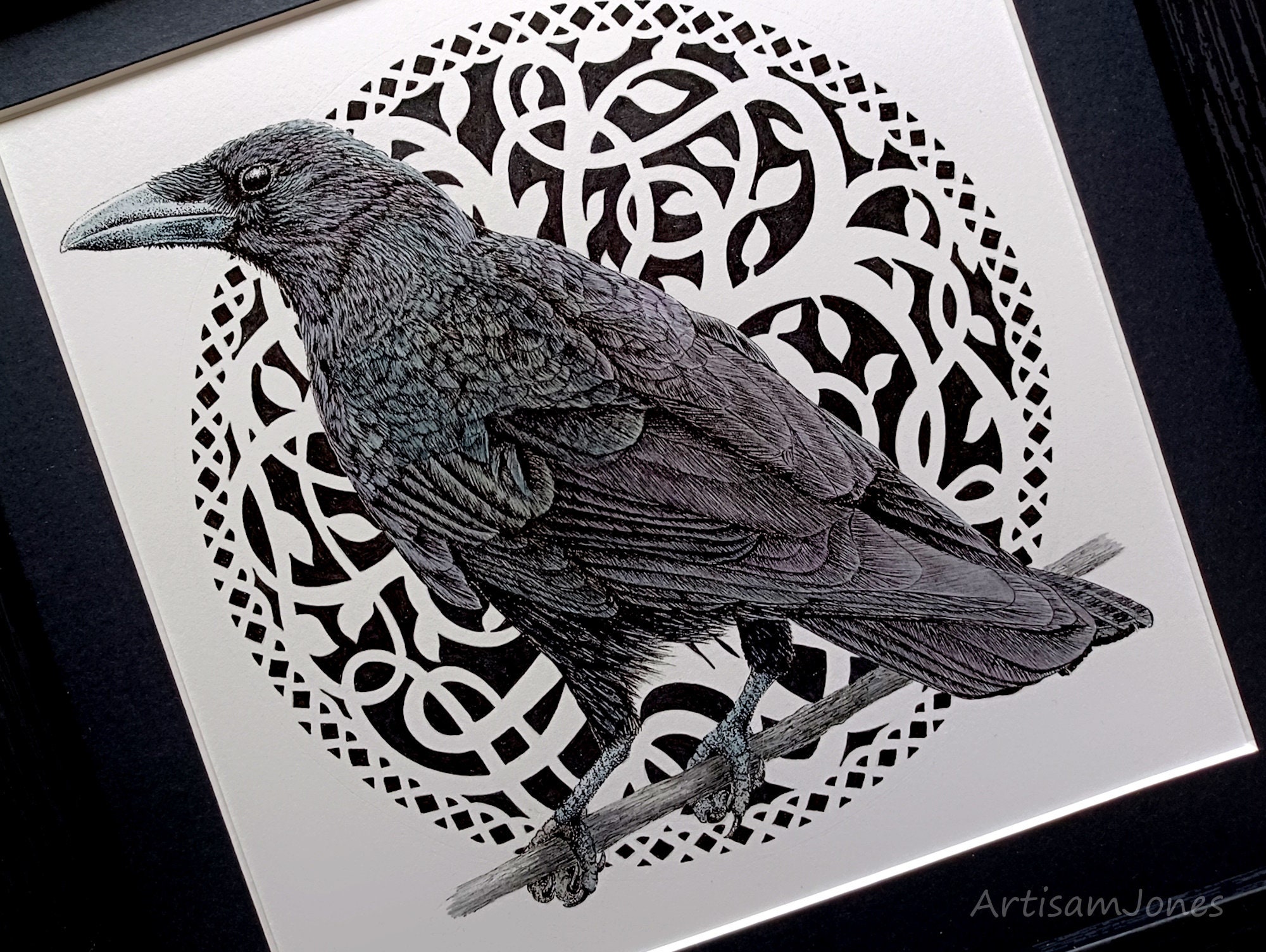 Celtic Crow - Original Pen and Ink Drawing, Framed Ready to Hang. - Etsy UK