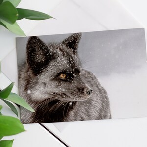 Carte de voeux renard argenté - Intérieur vierge ou message Joyeux Noël
