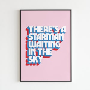 DB Inspiriert - Theres A Starman Warten in den Himmel - Text - Musik - A3 - A4 - A5 - Wand Kunst - Poster - Print - Musik - Geschenk