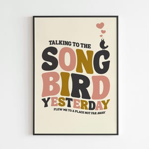 Songbird - Indie Music Song Lyrics Print Poster Wall Art