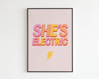 Oasis  - She's Electric - Lyrics - Music - A3 - A4 - A5 - Wall Art - Poster - Print - Music - Gift