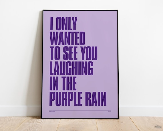 Purple Rain Inspired - Music Typography Poster | 80s Music Decor