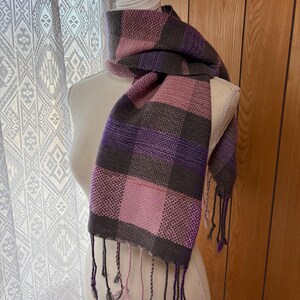 Pink & Purple Check Handwoven Scarf