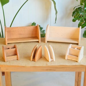 Desktop Bookshelf and Pencil / Accessory Holder Set, Accessory Holder, or Folder Holder - Cherry or Maple Wood Options - Made in USA