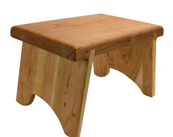 Small Wooden Cherry Step Stool 9" High