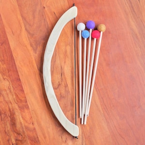 Wooden Bow and 5 or 10 Felt Tip Arrows - Child size