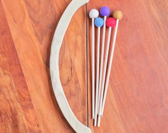 Wooden Bow and 5 or 10 Felt Tip Arrows - Child size