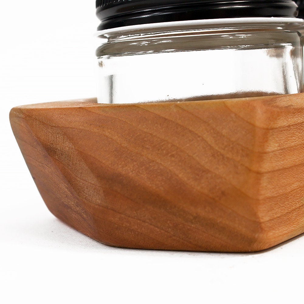 Cherry Wood 6 Jar Paint Holder With Jars & Lids Etsy