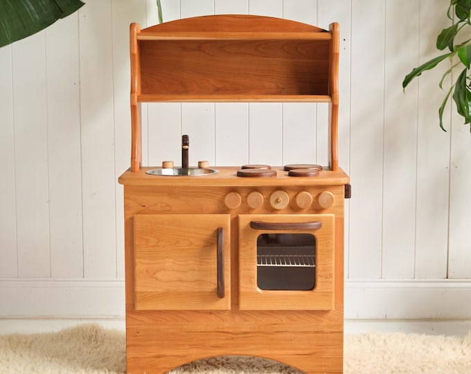 Premium Edition - Cherry Simple Hearth Wood Play Kitchen