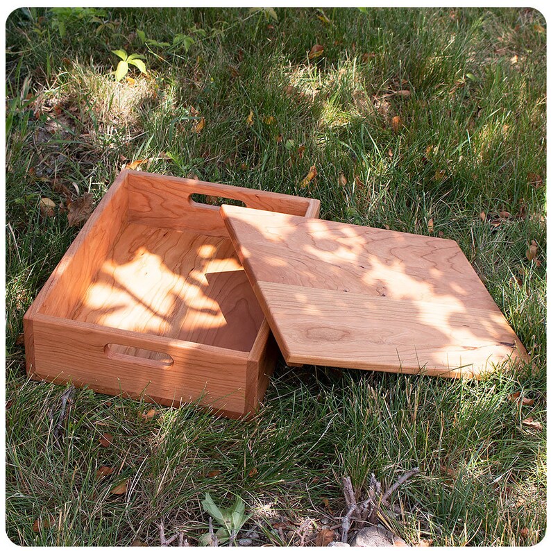 Cherry Wood Storage Crate/Tray with Lid 2 Sizes Etsy