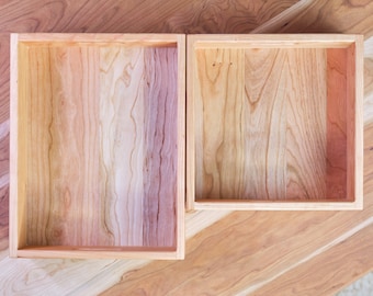 Cherry Wood Storage Crates / Boxes, 2 Sizes (9" x 9" or 9" x 12") - With or Without Lid