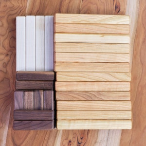 Wood Building Sticks, 30 Pieces, Cherry, Walnut & Maple Wood