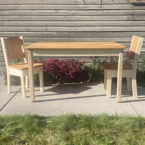 Large Everyday Simple Rectangle Table and Optional Child Chairs or Everyday Bench Add-on Tung Oil Finish Only 28 x 42 Solid Wood Table w/2 Chairs