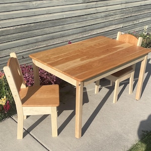 Large Everyday Rectangle Table Child Height - Optional Child Chairs or Everyday Bench Add-on, Beeswax Finish - 42x28x24 inches - Solid Wood