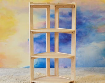 Corner Shelving - 4 Tier Open Shelving - Maple Wood - 44 3/4" H x 15" W