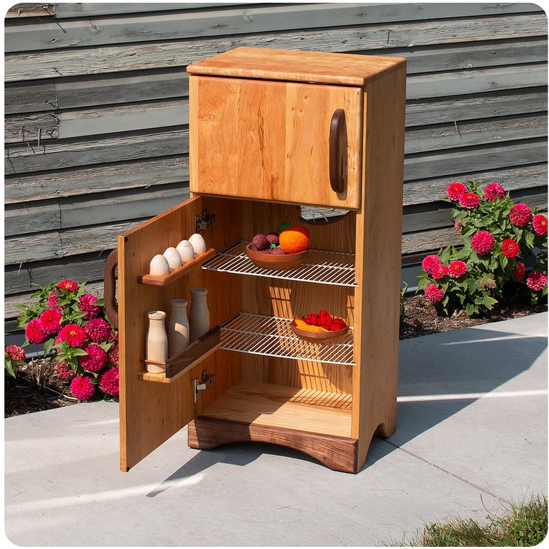 Simple Fridge Wooden Play Refrigerator Cherry Etsy