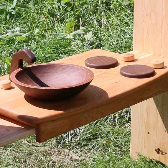 Maple with Walnut Accents Table Top Play Kitchen Etsy