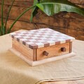 12x12 inch Walnut \/ Maple Checker Board Set with Drawer, Checker & Chess Pieces Included