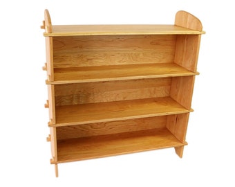 34" or 42" Tall - Cherry Wood Bookshelf with Solid Wood Back Panels