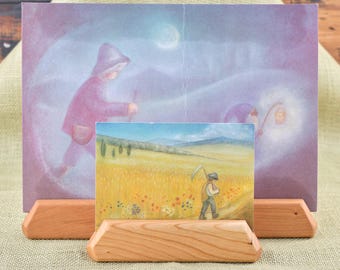 Portatarjetas de madera maciza de cerezo - Opciones de 6 o 12 pulgadas