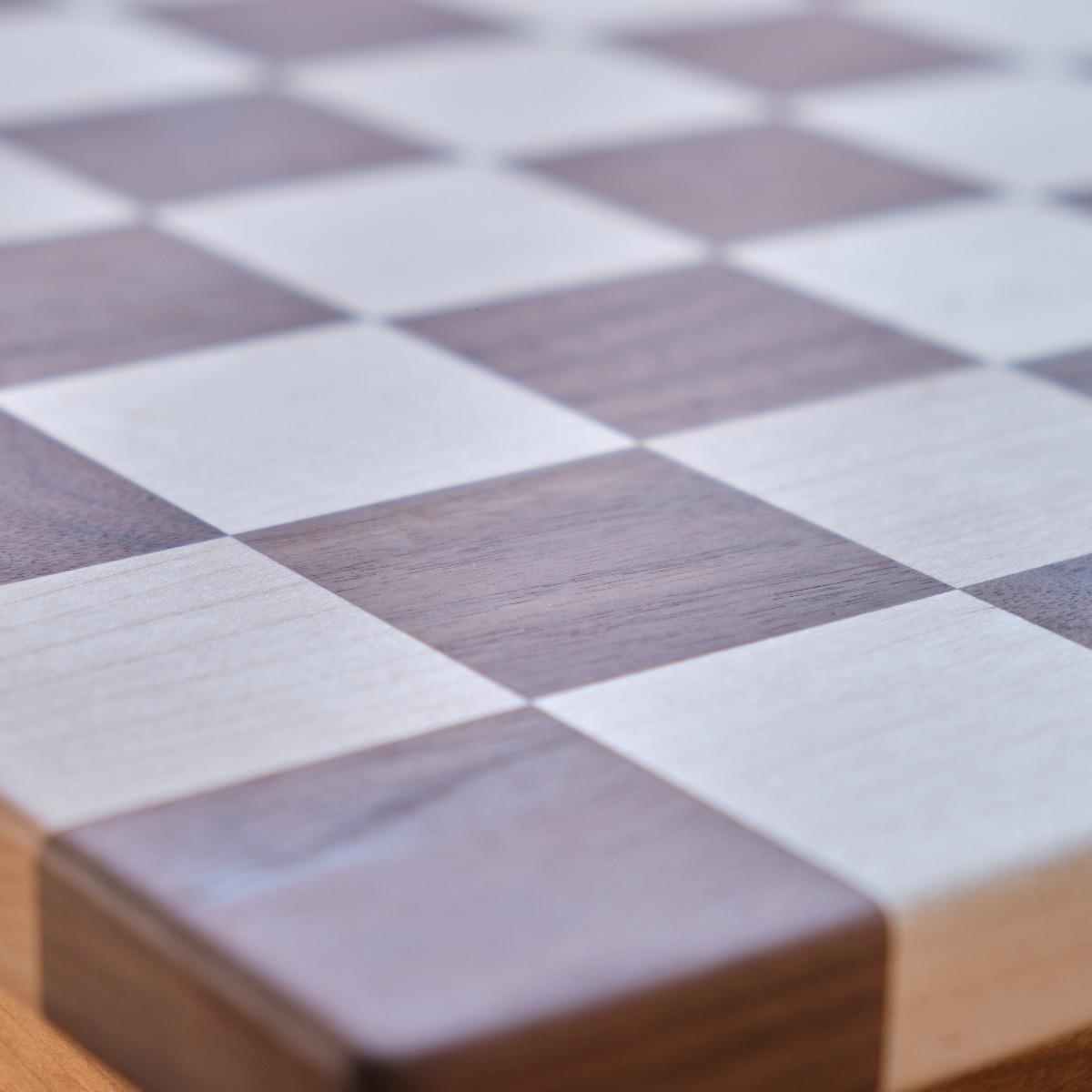 16x16 Inch Walnut / Maple Checker Board Set With Drawer