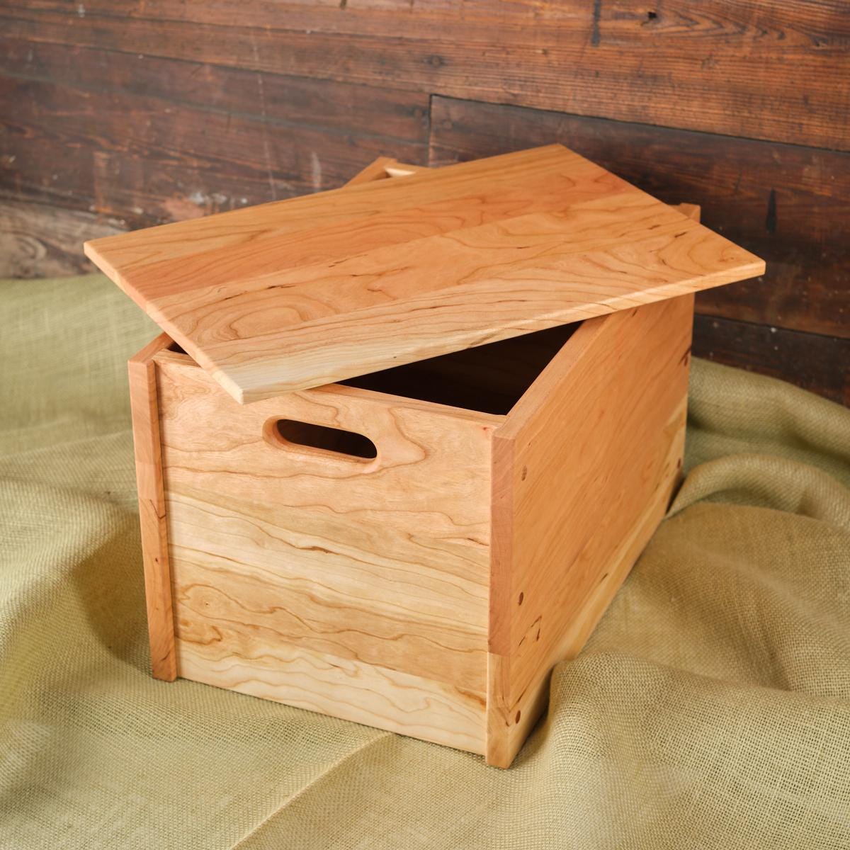 Cherry Wooden Storage Crate With Lid - 18 X 12 X 12 Inch - Etsy