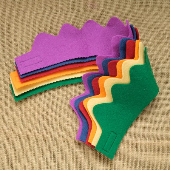 Colorful Wool Felt Crowns - Set of 6