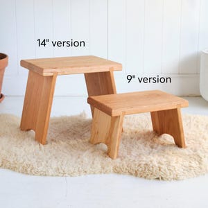 Cherry Step Stool Bench, Solid Top - 9" or 14" Tall