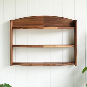 Three-Tiered Wall Shelf - Walnut Hardwood - 24 x 6 x 17 inches - Made in USA