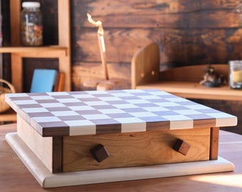 ANYONE CHECKER BOARD 6種セット 16x16 Inch Walnut / Maple Checker Board Set With Drawer