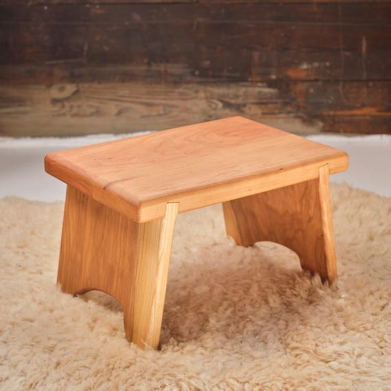 Small Wooden Cherry Step Stool 9 inches High Solid Top Etsy