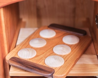 Wooden Cookie Sheet with Six Wooden Cookies