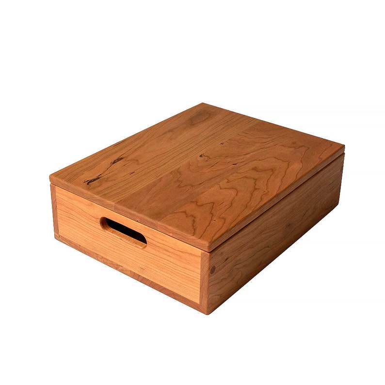 Cherry Wood Storage Crate/Tray with Lid 2 Sizes Etsy
