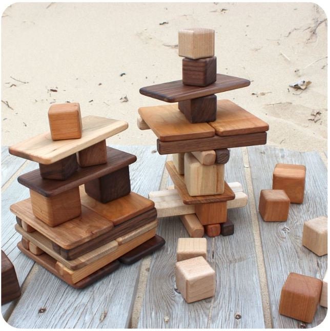 Tricolor Wooden Building Planks Set of 12 Etsy