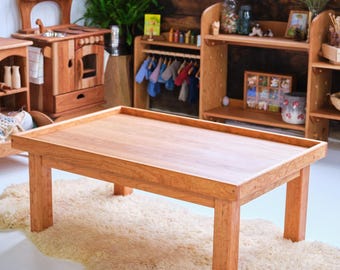 Child&#39;s Large Play Table / Activity Table with Elevated Border - All Cherry 42 x 28 x 17 inches