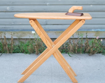 Cherry Wood Ironing Board and Olden Days Wooden Play Iron - 24 x 9 x 22 inches
