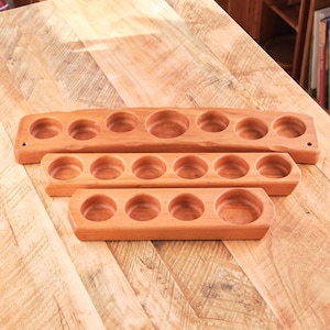 Cherry Wood Paint Jar Holders - 4, 6, or 7 Jar Holder with Glass Jars & Metal Lids