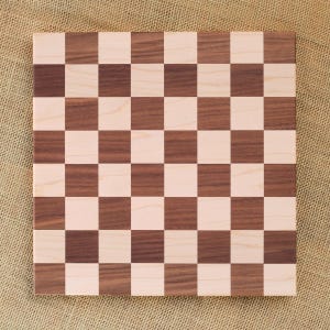 12x12 inch Walnut & Maple Frameless Checker Board (Various Options)