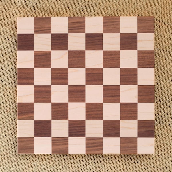 12x12 inch Walnut & Maple Frameless Checker Board (Various Options)