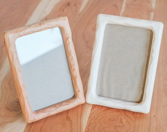 4" x 6" Sculpted Picture Frames with Cardboard Easel Backing - Cherry or Maple Wood with Plexiglass