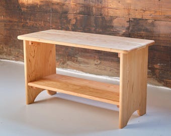 Cherry Wood Storage Bench - 32 x 18 x 14 inches