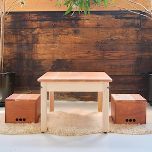 Children&#39;s Hardwood Play Table with or without 2 Storage Crates (seats) - 16 x 33 x 22 inches