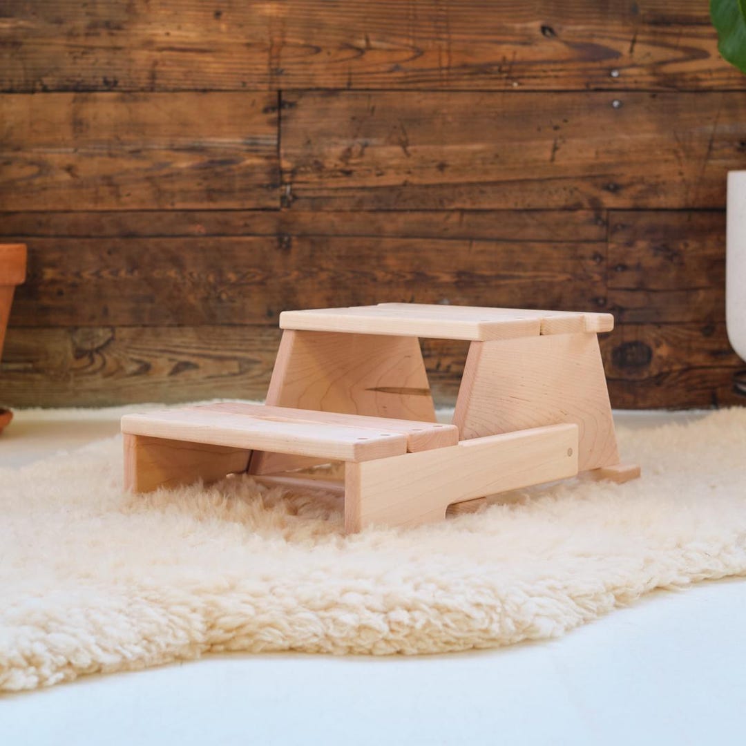 Folding Step Stool/chair (7 1/2 Inch High Seat) - Maple Wood - Etsy