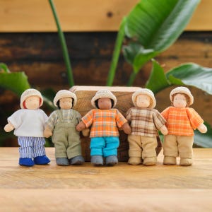 Waldorf 5.5 inch Dollhouse Boy Dolls - All Natural Materials - No wire - Fits any of our Dollhouses/Castle/Barn - 1 Outfit