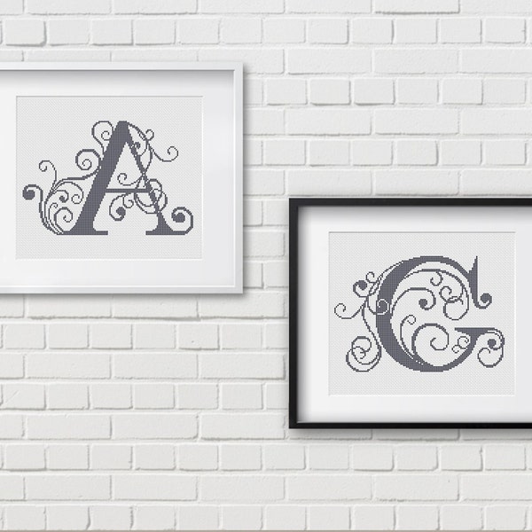 Cross Stitch Pattern - Alphabet - Cross Stitch  Monogram  - Wedding Cross Stitch - Embroidery- PDF - INSTANT DOWNLOAD