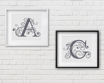 Cross Stitch Pattern - Alphabet - Cross Stitch  Monogram  - Wedding Cross Stitch - Embroidery- PDF - INSTANT DOWNLOAD